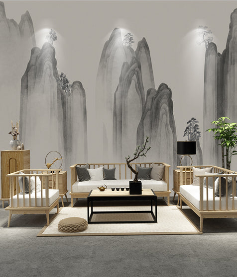 Chinese Ink-Wash Wall Mural