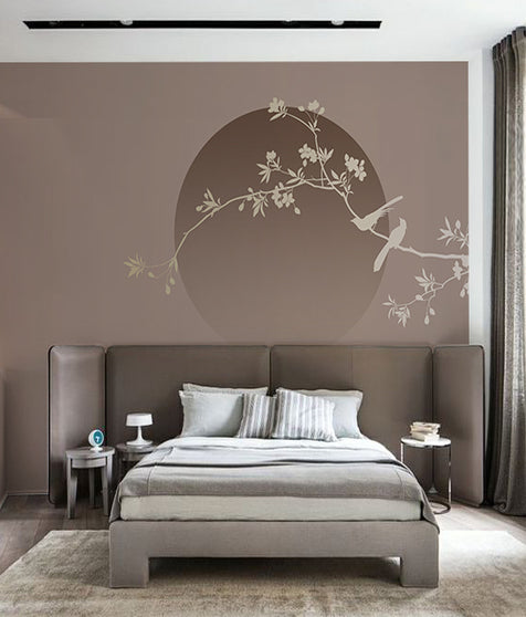 Wall Mural with Floral-Bird Design - Image 2